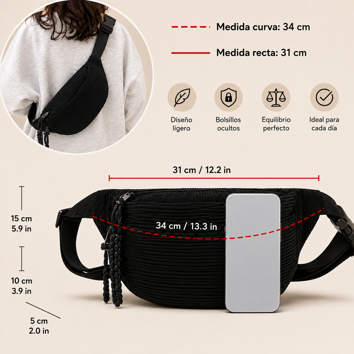 Petra | Bolso de Hombro de Pana