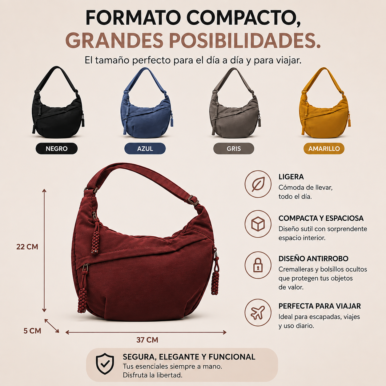 Aria | Bolso de Hombro Negro