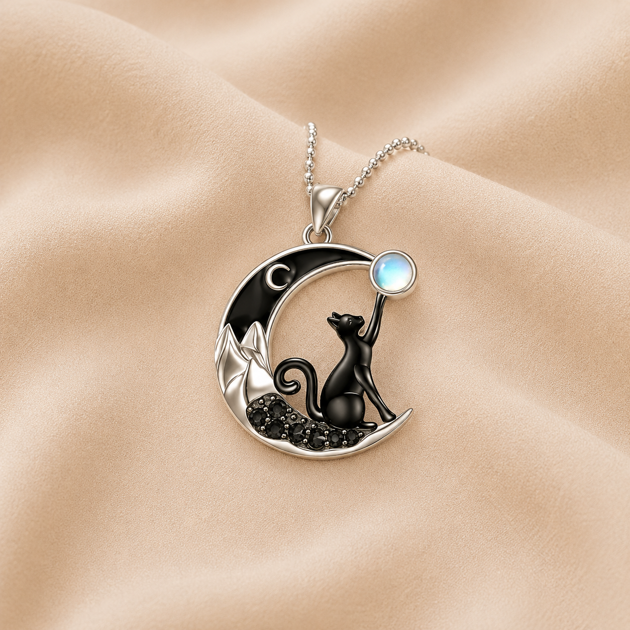 Collar de Péndulo de Cristal de Gato Negro