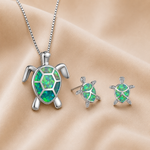 Collar y Pendientes de Tortuga Marina en Ópalo y Plata
