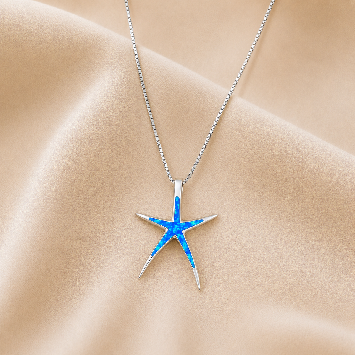 Collar de Ópalo Azul y Estrella de Mar de Plata