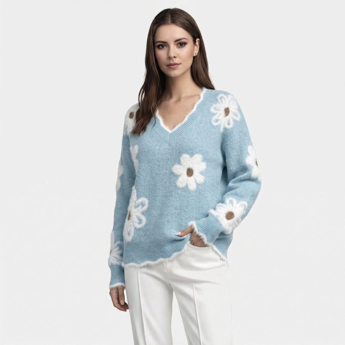 Thea | Jersey Floral Blanco