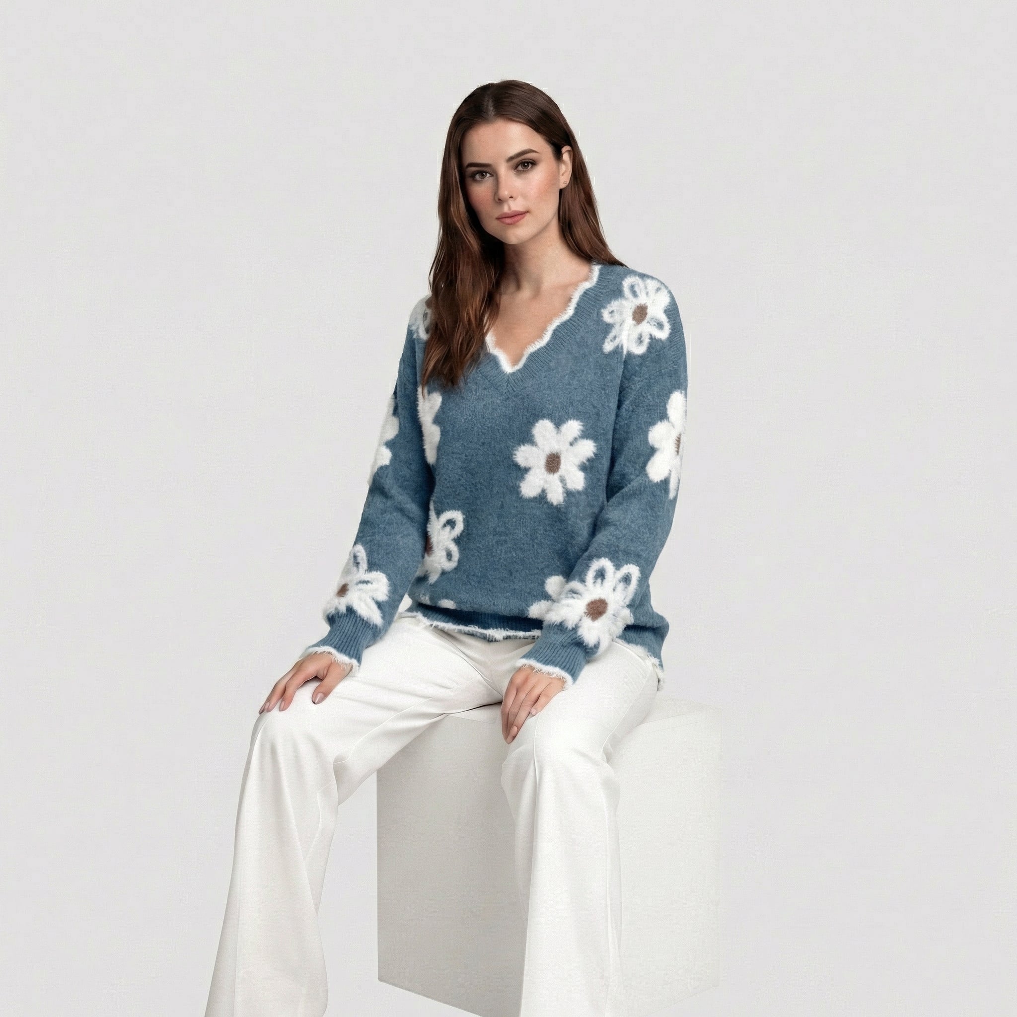 Thea | Jersey Floral Blanco
