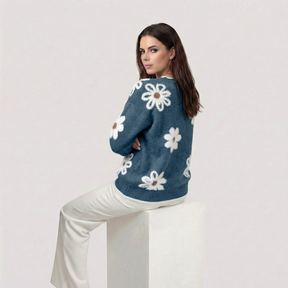 Thea | Jersey Floral Blanco