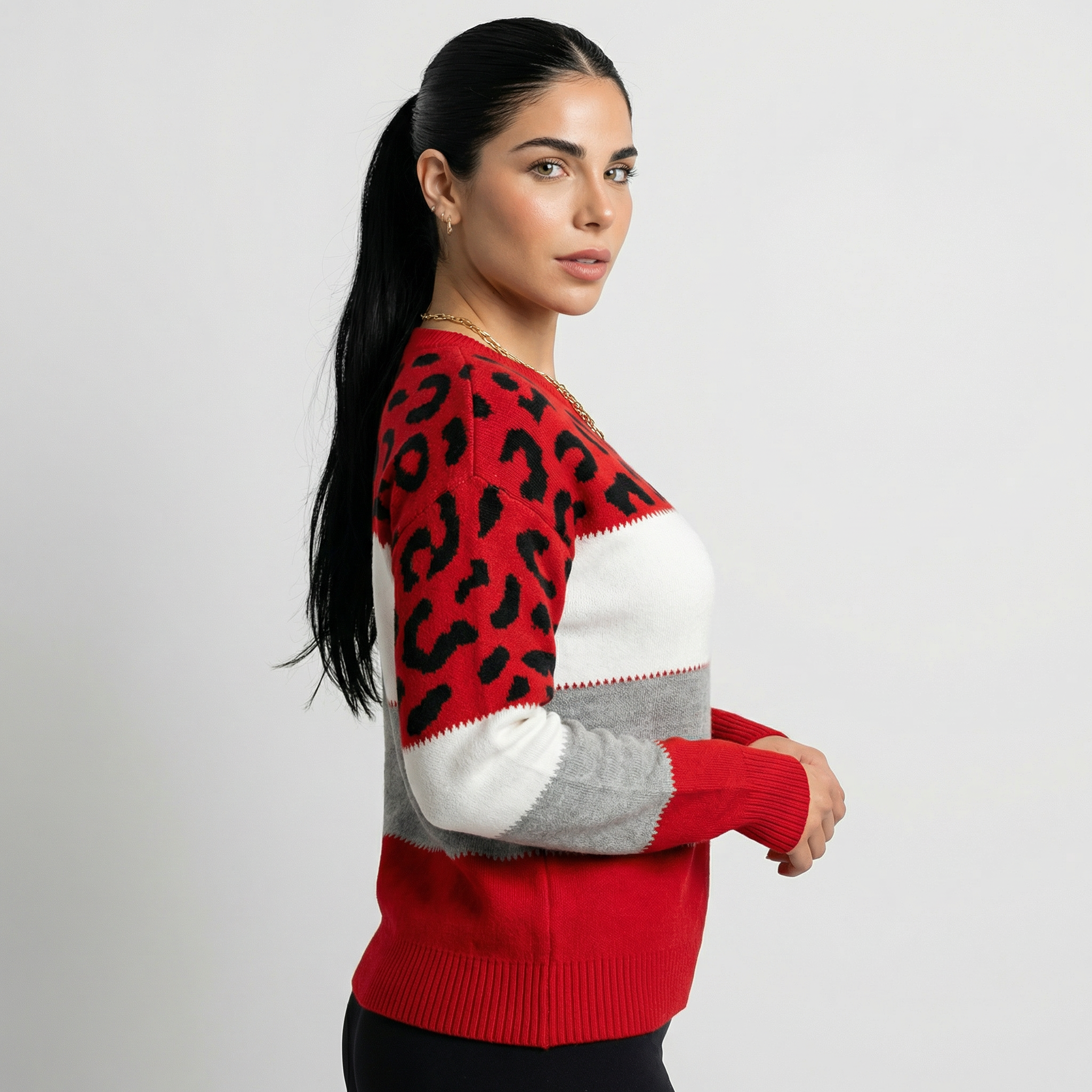 Eva | Jersey Elegante Estampado Leopardo