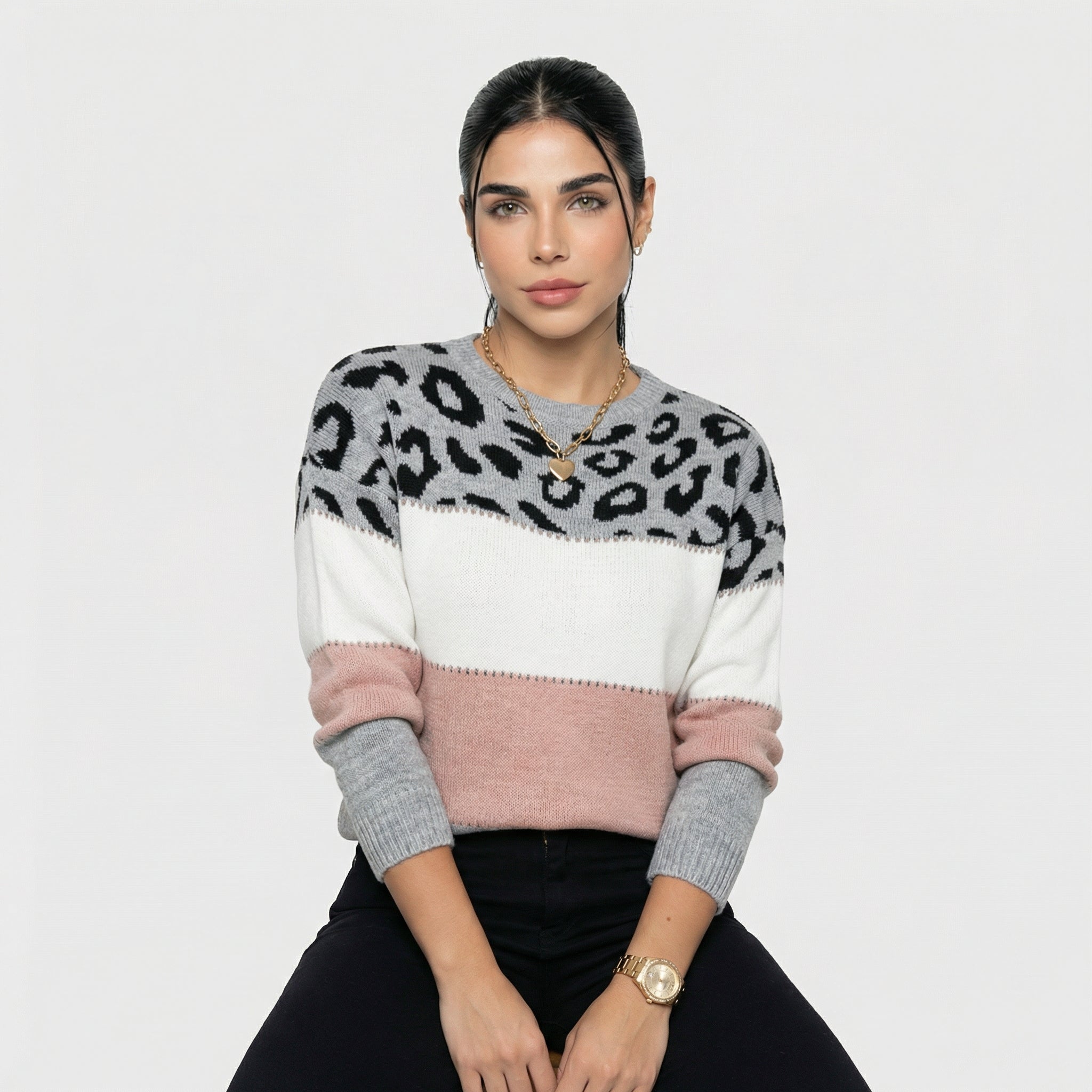 Eva | Jersey Elegante Estampado Leopardo