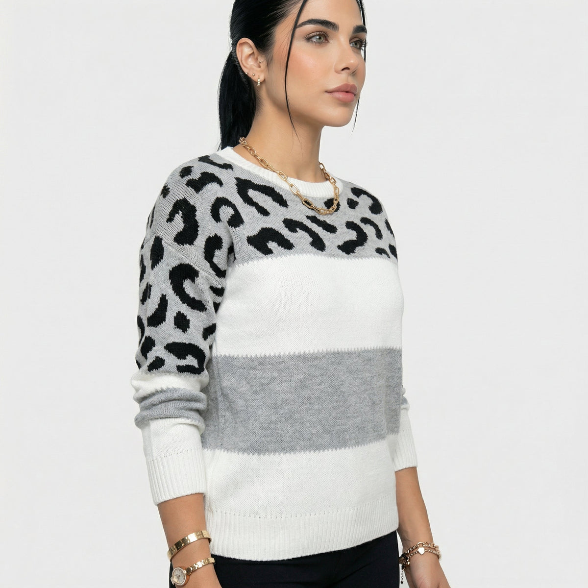 Eva | Jersey Elegante Estampado Leopardo