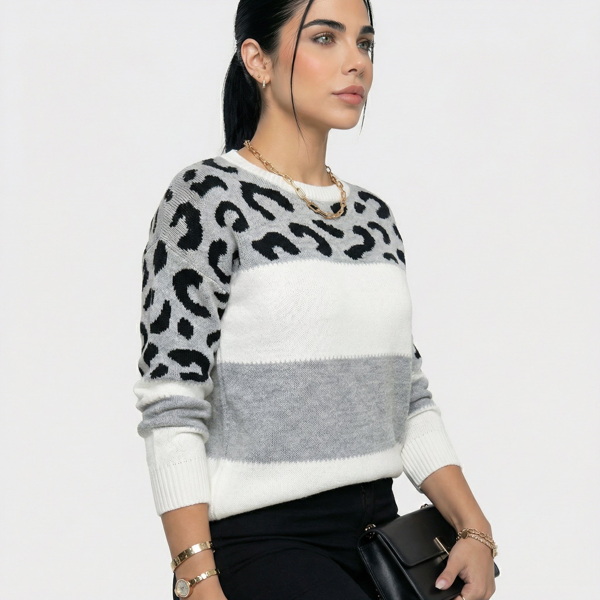 Eva | Jersey Elegante Estampado Leopardo