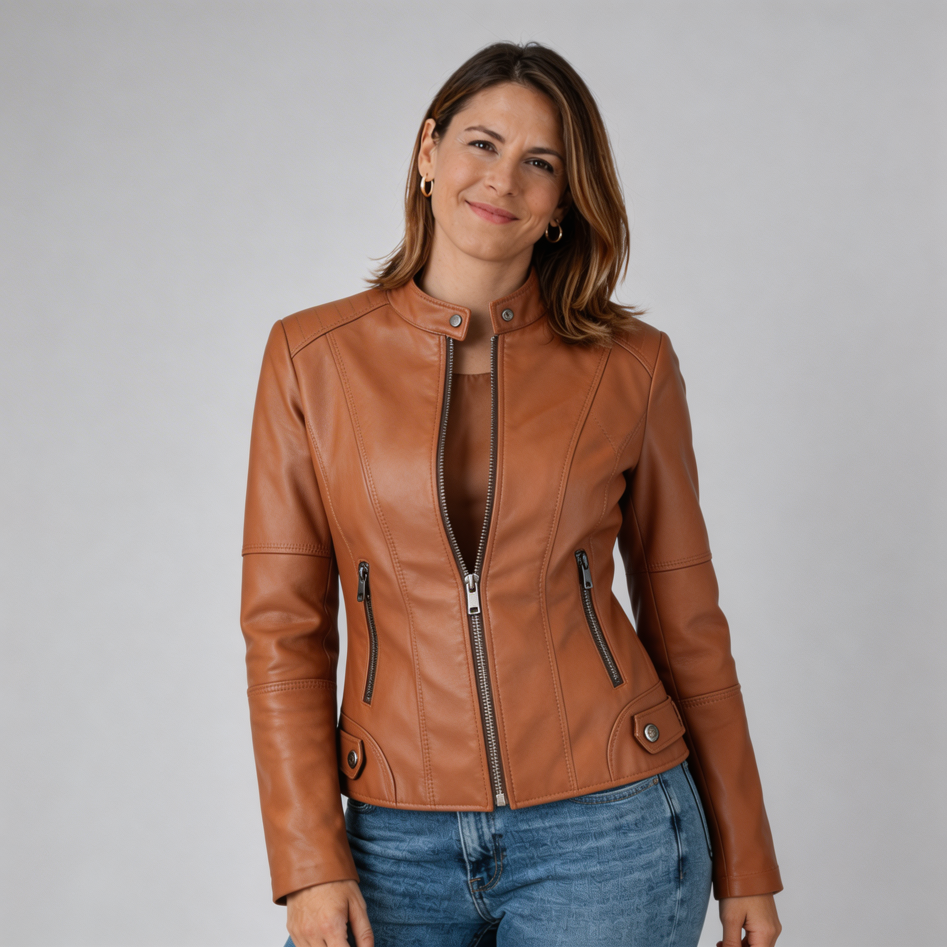 Romina | Abrigo Casual de Cuero